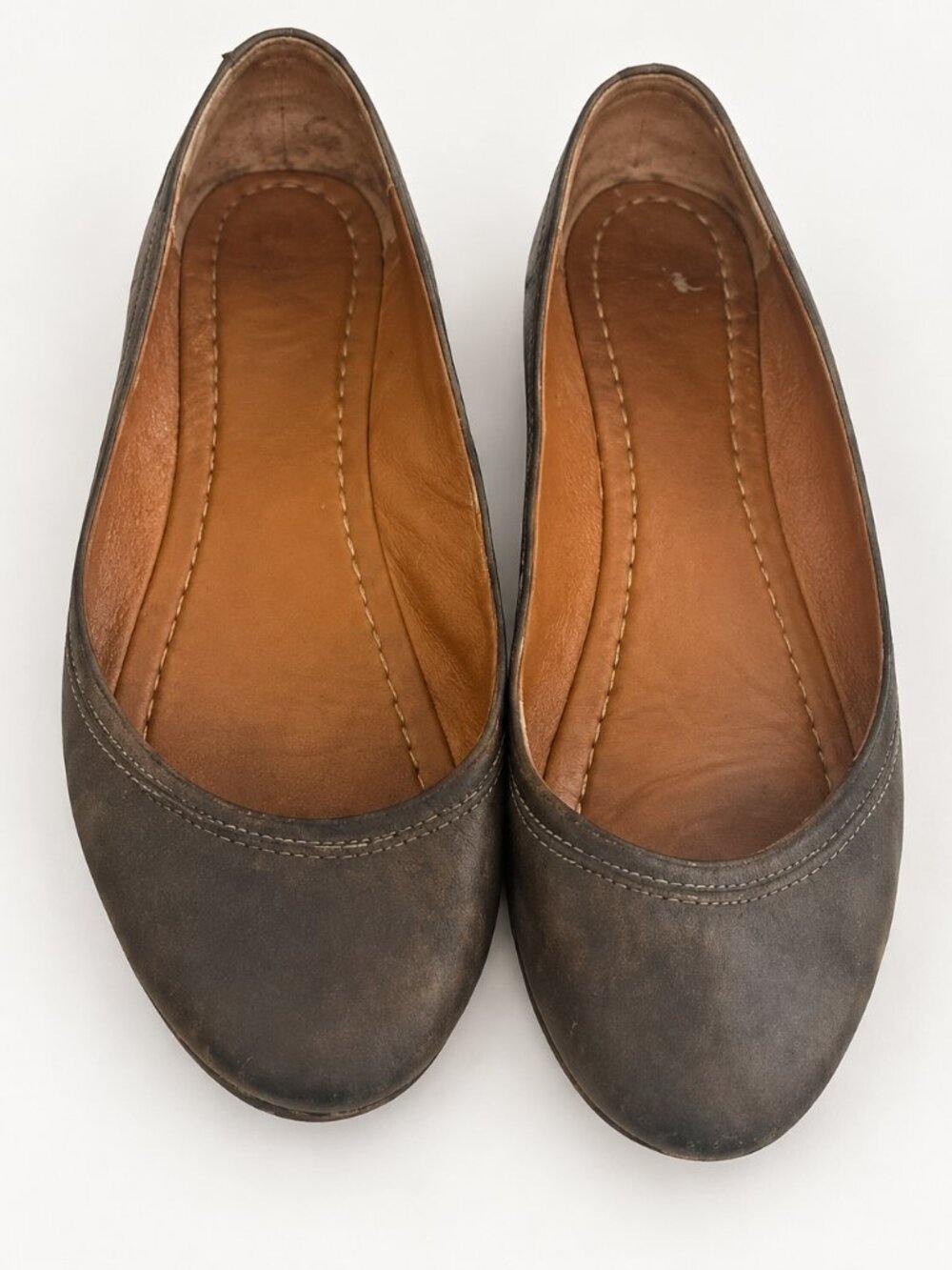 Frye Brown Leather Ballet Flats Round Toe Classic Slip On 8.5